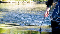 Water testing in the river