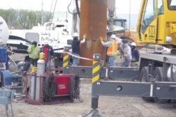 Hydro Resources crews set the surface casing on well 14